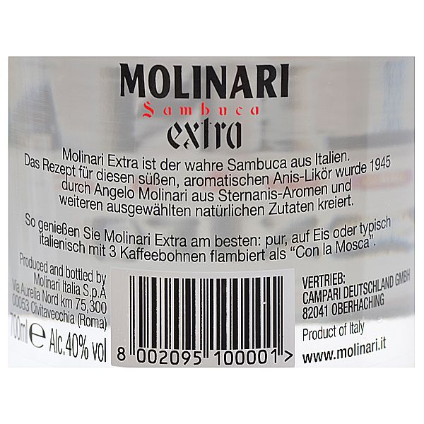 Molinari Sambuca Extra 0 70l Italien Anislikor Sternanis Gourmet Weinhandel